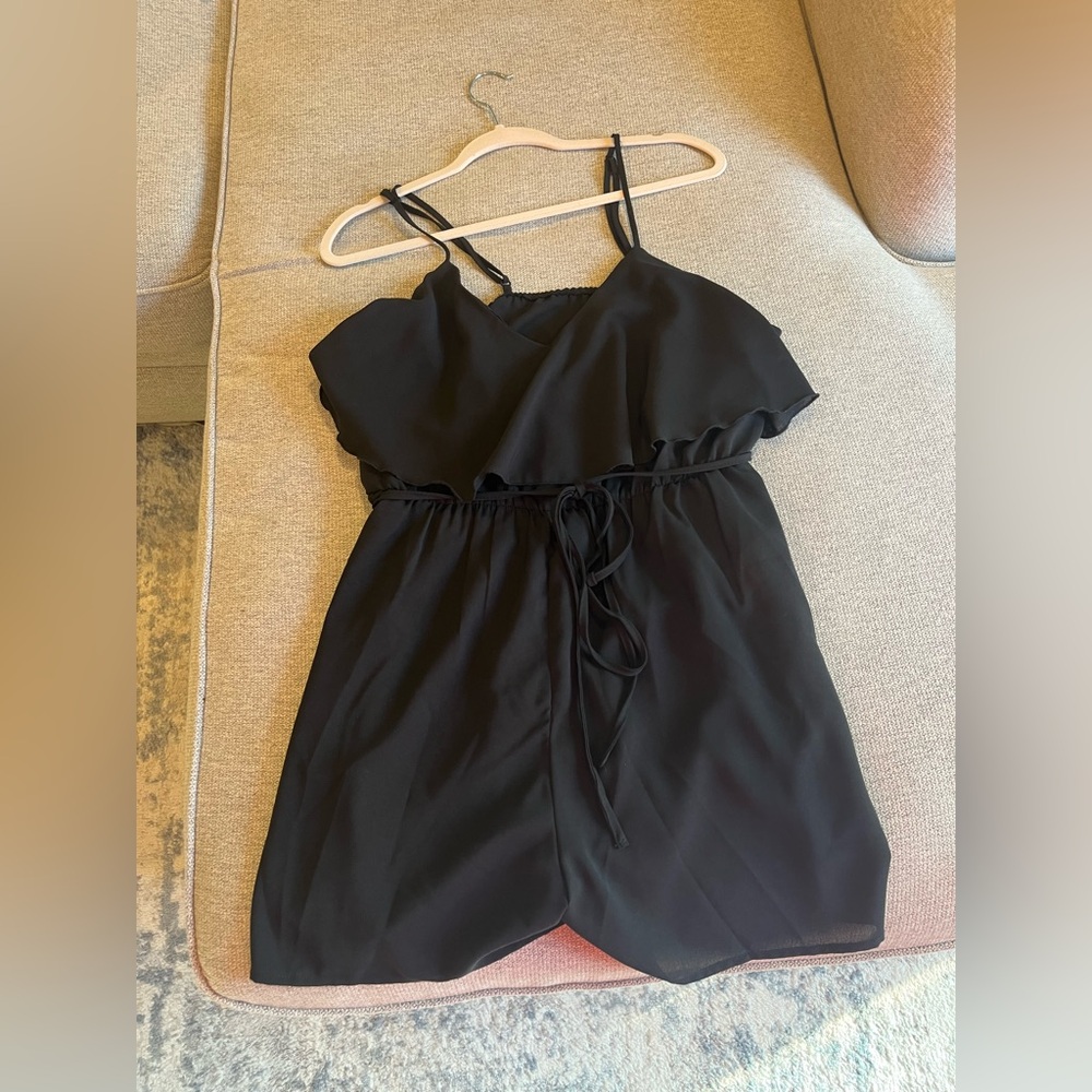 NWOT Women’s Ruffled Black Romper